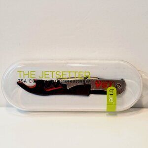 True Jetsetter Black Double Hinged TSA Compliant Corkscrew Bottle Opener,